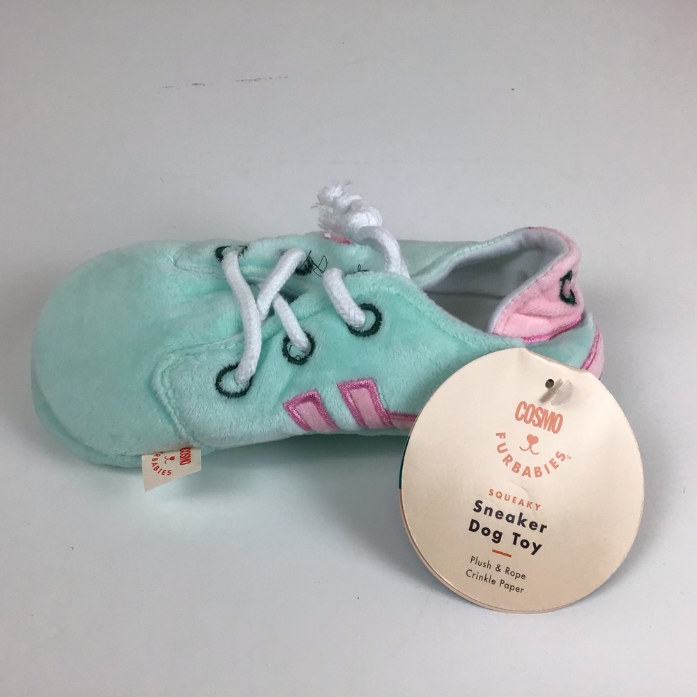 Cosmo Furbabies Squeaky Sneaker Dog Toy-Plush and Rope,Crinkle Paper